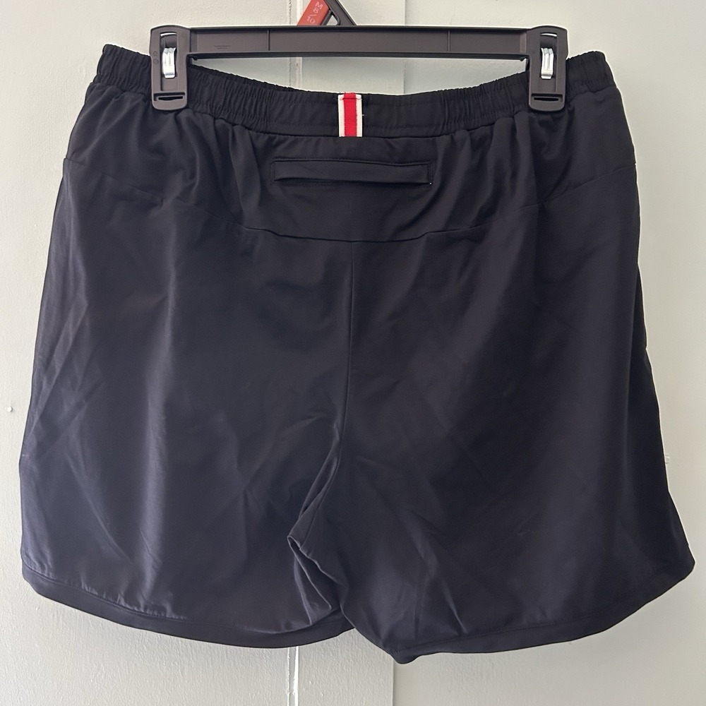 Tracksmith Men's Large Black Lined Running Shorts Drawstring Zipper Pocket - Picture 10 of 16